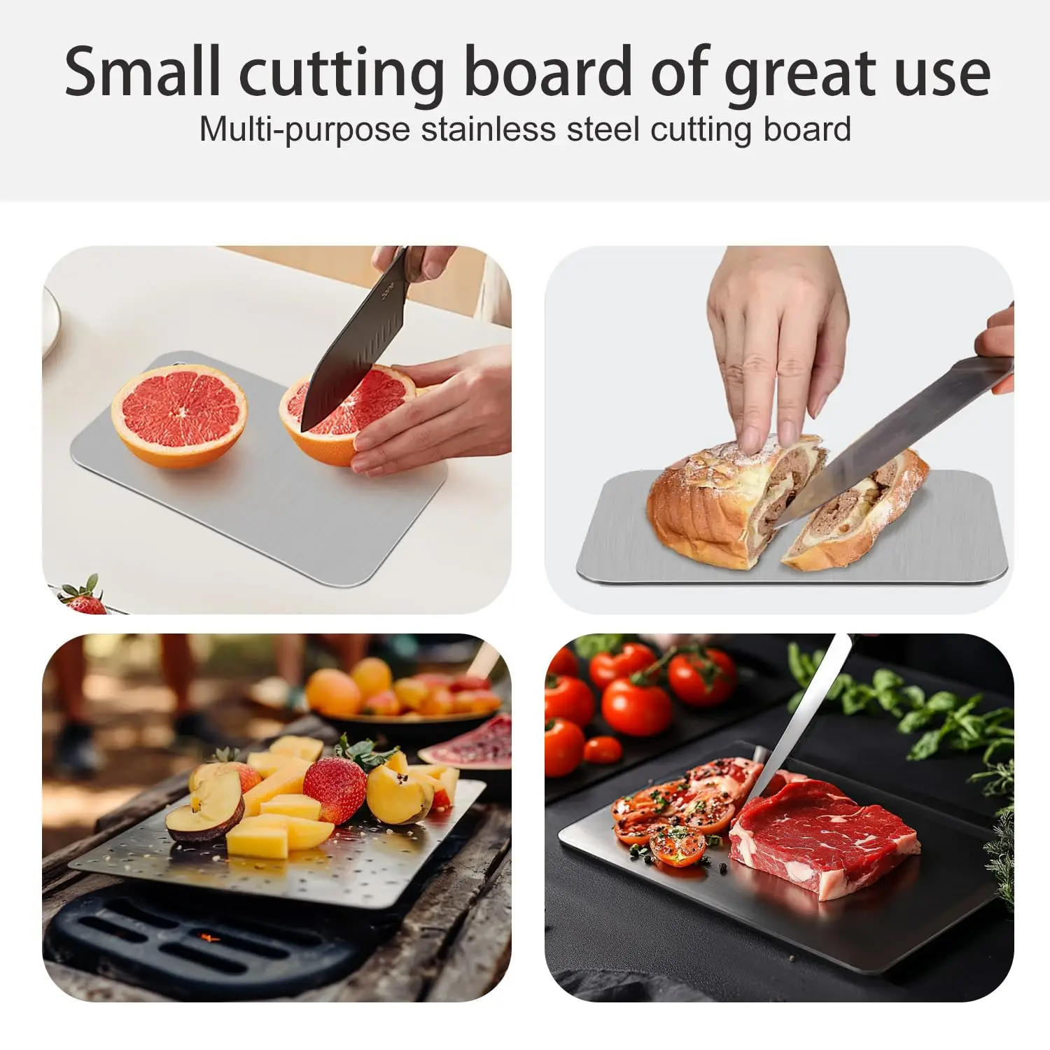 Board Kitchen Cutting Boards For Stainless  304 Steel Non-slip Portable  Thickened Double-Sided Food Grade Fruit Meat Chopping thumbnail 5