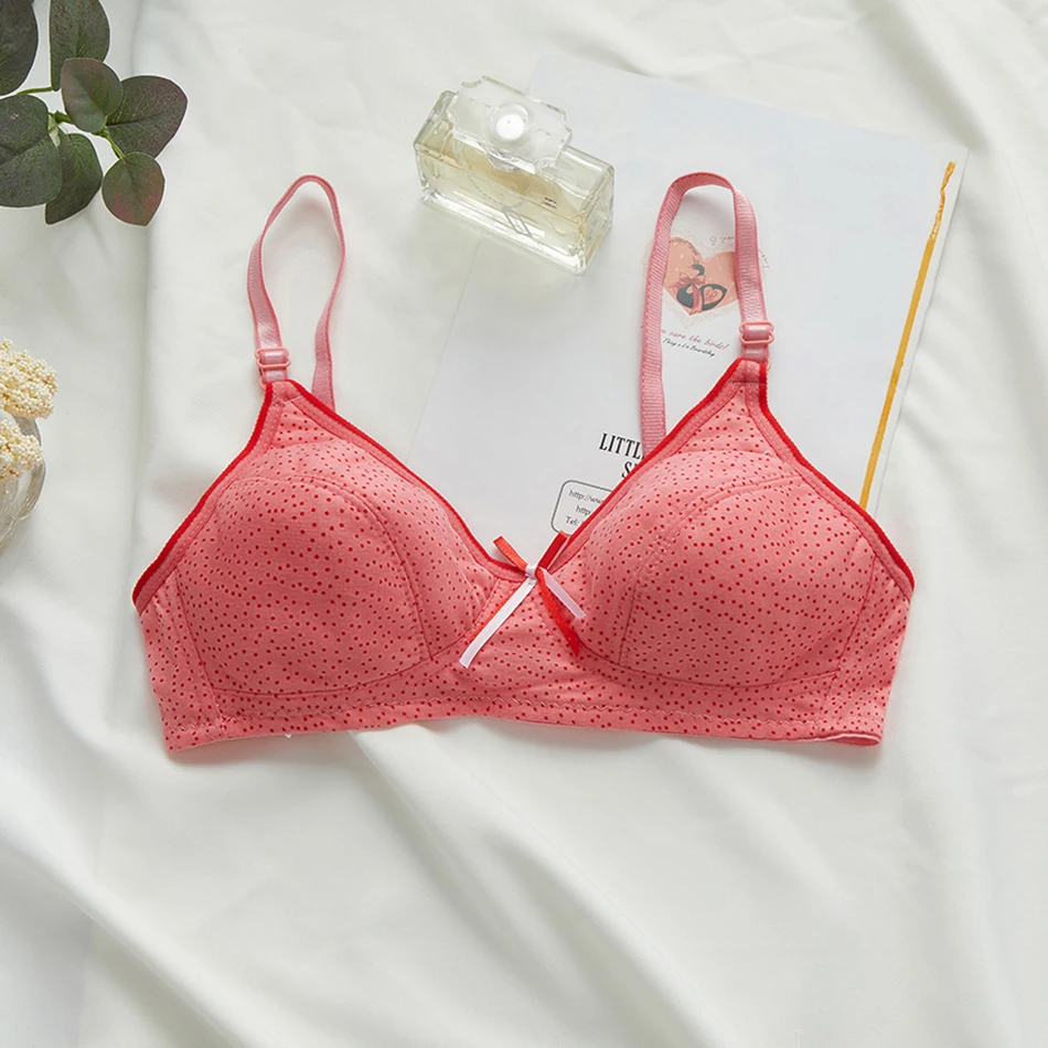 Girls Puberty Development Bra Solid Color Printed Cotton Fashionable Comfortable Girls Bra Lightweight Snug Fitting Underwear thumbnail 3