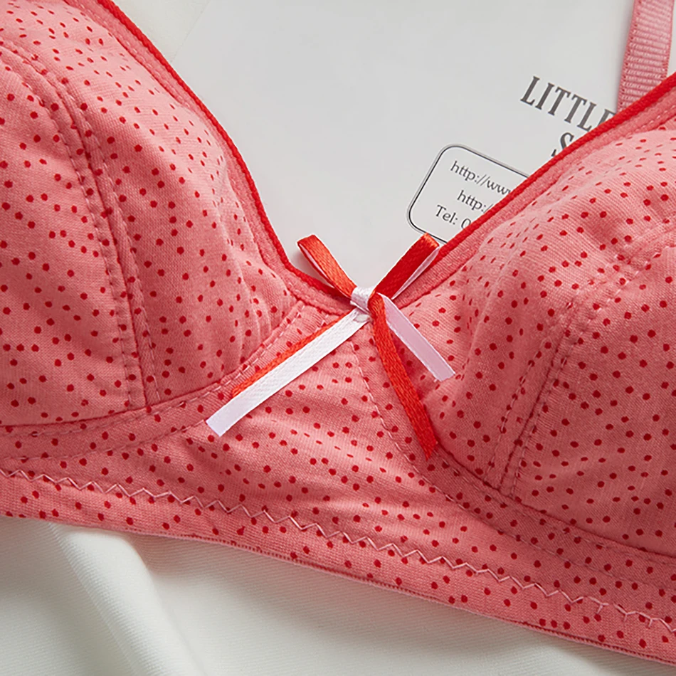 Girls Puberty Development Bra Solid Color Printed Cotton Fashionable Comfortable Girls Bra Lightweight Snug Fitting Underwear thumbnail 4