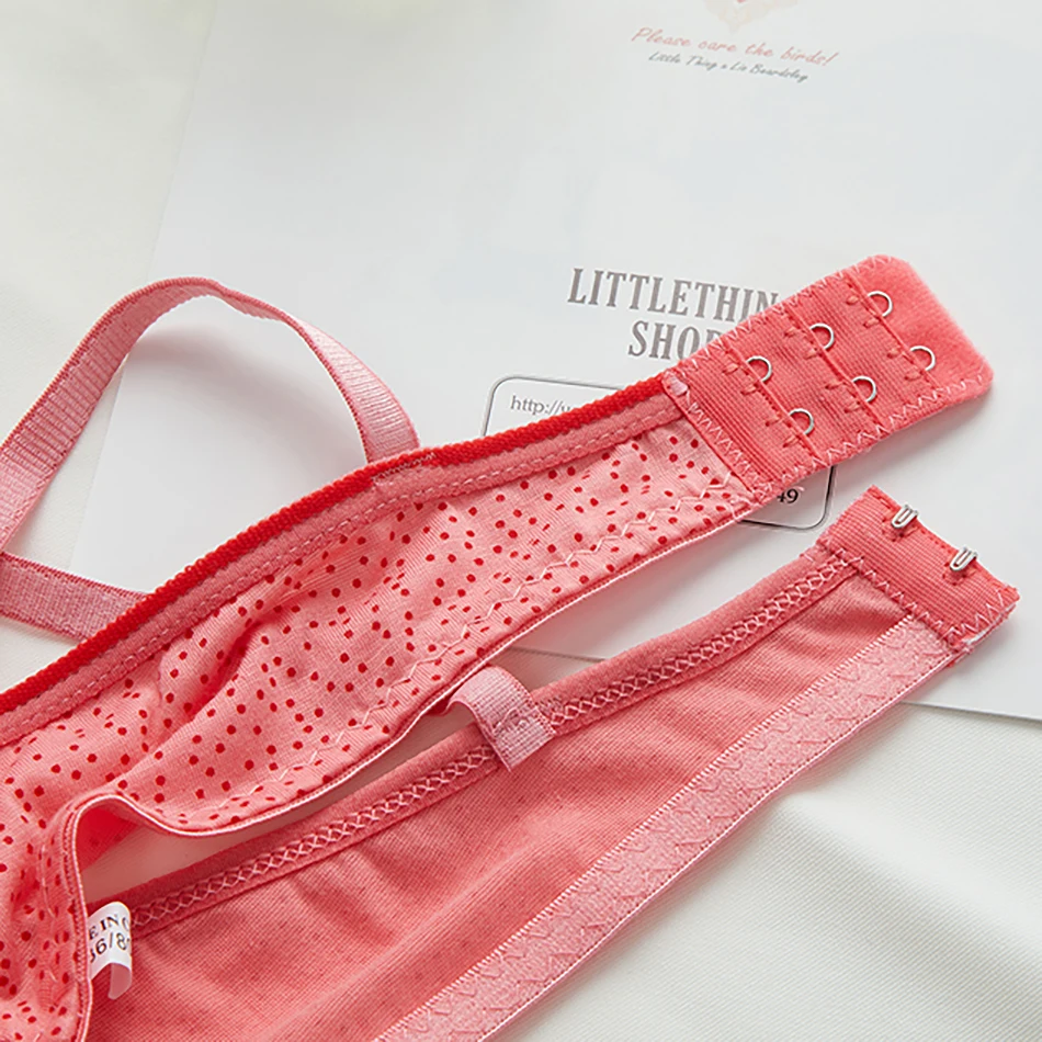 Girls Puberty Development Bra Solid Color Printed Cotton Fashionable Comfortable Girls Bra Lightweight Snug Fitting Underwear thumbnail 6