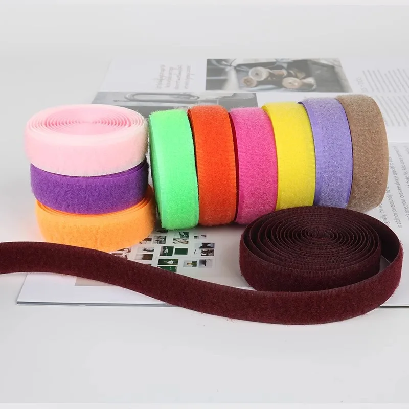 Width 20mm 22 Colors Sew On Hook and Loop Tape Fastening Nylon Fabric Tape Non-Adhesive for DIY Sewing Craft Interlocking Tape thumbnail 3