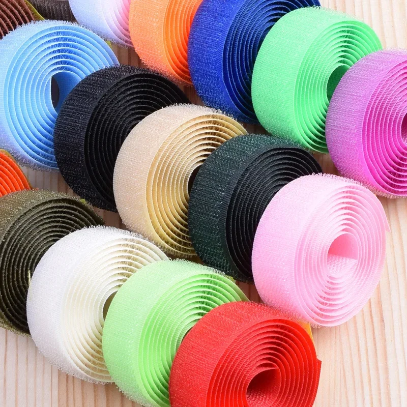 Width 20mm 22 Colors Sew On Hook and Loop Tape Fastening Nylon Fabric Tape Non-Adhesive for DIY Sewing Craft Interlocking Tape thumbnail 2