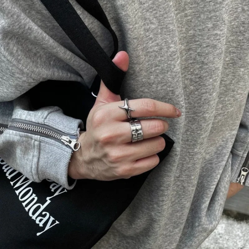 Fashion Retro Silver Color Cross Star Rings for Women Men Punk Gothic Couple Rings Festivals Party Jewelry Daily Accessories New thumbnail 6