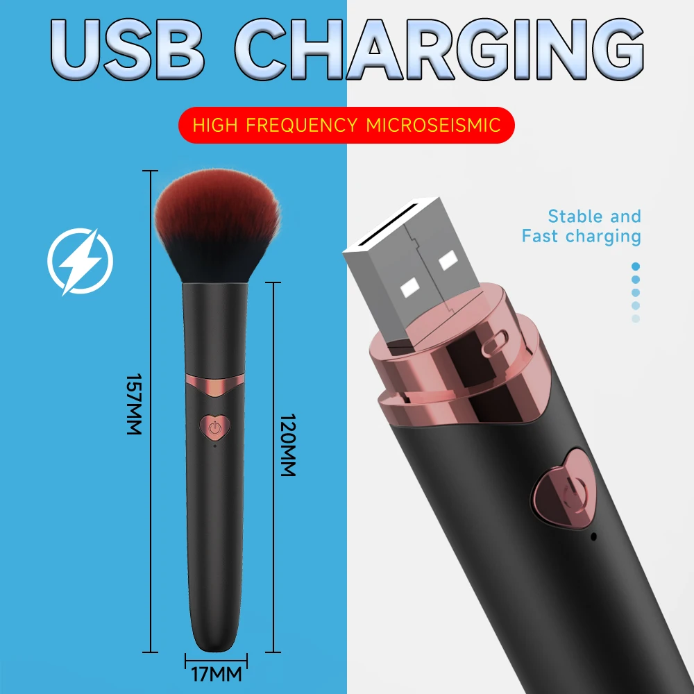 Vibrators Makeup Brush 7 Mode Vibration Nipple Clit Stimulator Female Bullet Massager Discreet Adult Sex Toy for Woman 18+ thumbnail 6