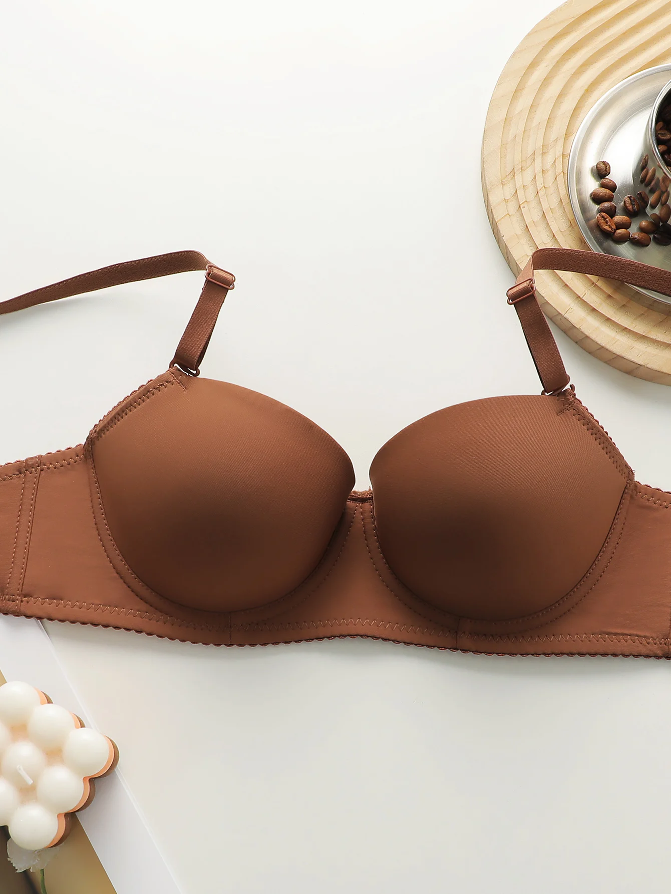 New Hot Selling Solid Color Daily 2-piece Set with Steel Rim push up Bra for Women Underwear Set J2611 thumbnail 3