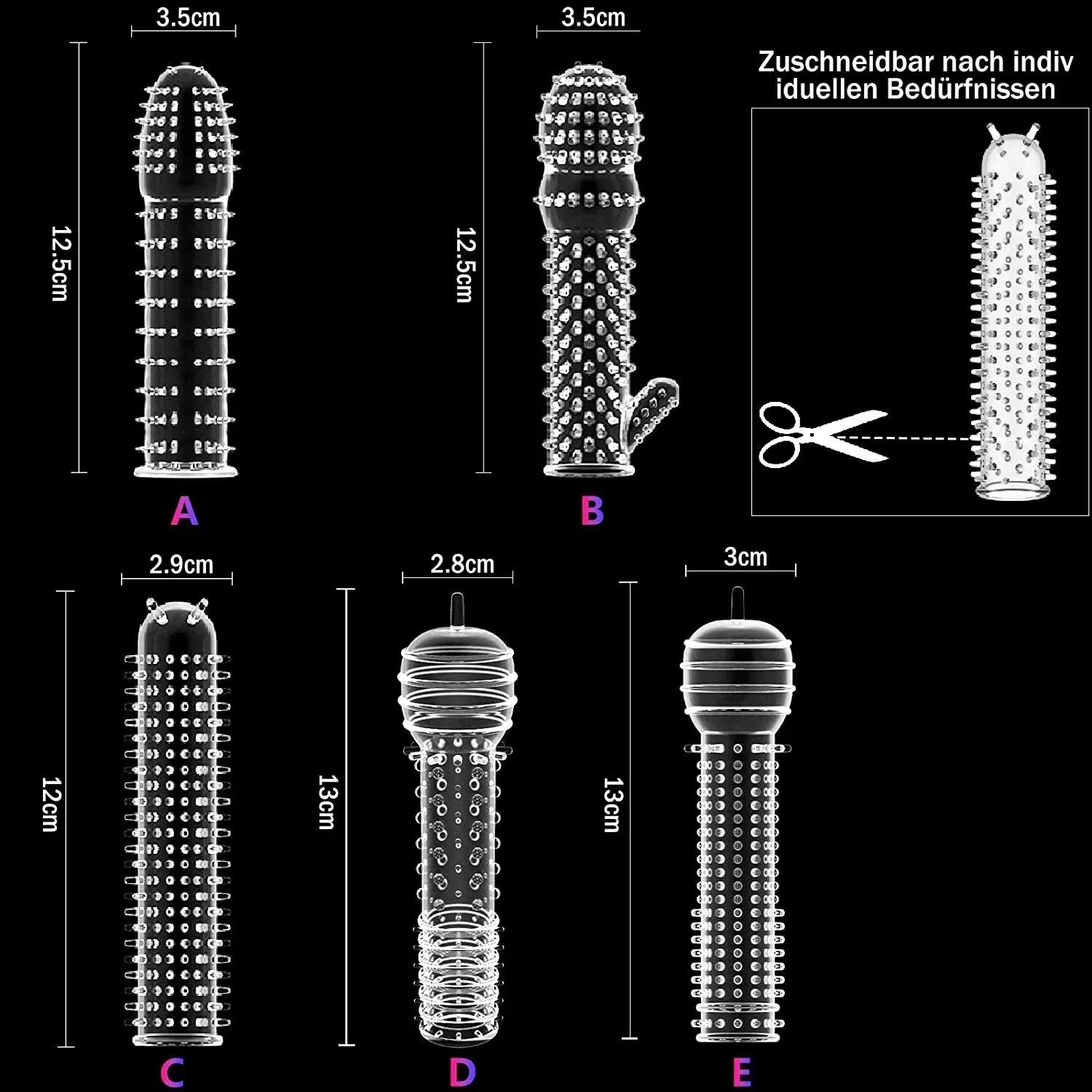 5Pcs Reusable Condoms Male Penis Extension Sleeves Sperm Lock Cock Ring Dildo Cover Adult Sex Toys For Men Delay Ejaculation 18+ thumbnail 2