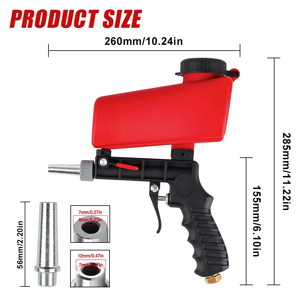 Adjustable Sandblasting Gun 90psi Portable Home Sandblasting Machine Gravity Pneumatic Small Handheld Blasting Gun Set Air Tool thumbnail 2