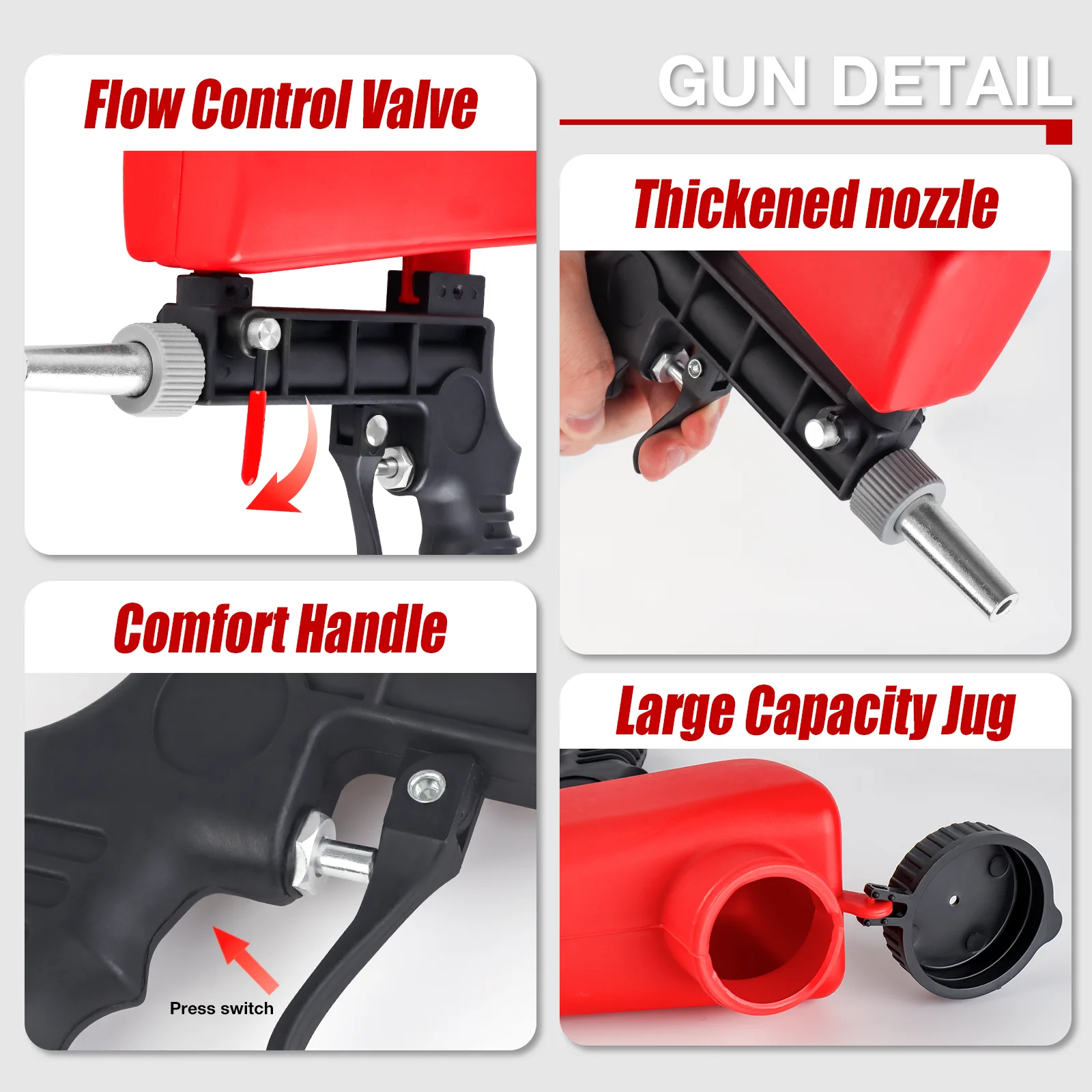 Adjustable Sandblasting Gun 90psi Portable Home Sandblasting Machine Gravity Pneumatic Small Handheld Blasting Gun Set Air Tool thumbnail 4
