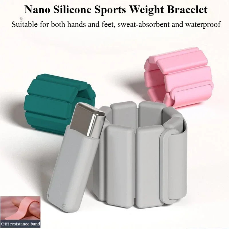 A Pair Sports Weight-bearing Bracelets Adjustable Wearable Wrist & Ankle Silicone Weights Bracelets for Running Training Fitness