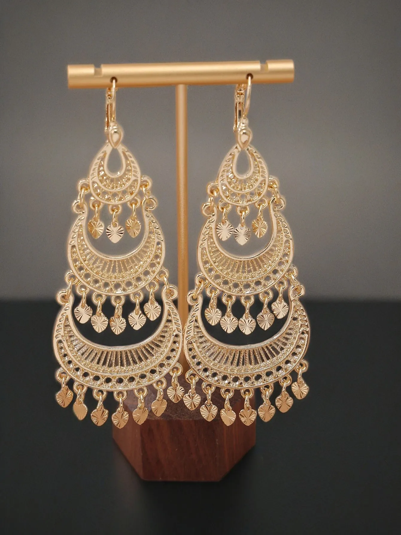 Tassel Design Hollow Earrings Pendant Moroccan Women's Fashion Earrings Wedding Banquet Accessories