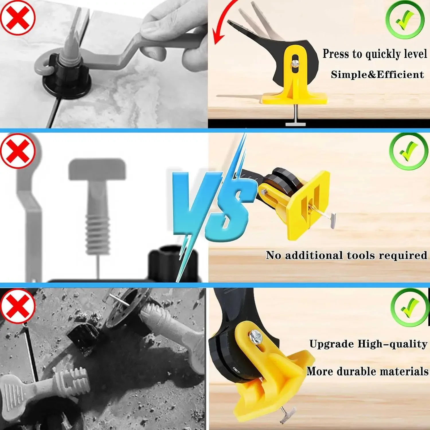 Reusable Floor Porcelain Tile Leveling System Clips Ceramic Levelers Kit for Tile Laying Fixing Wall Tile Construction Tools thumbnail 6