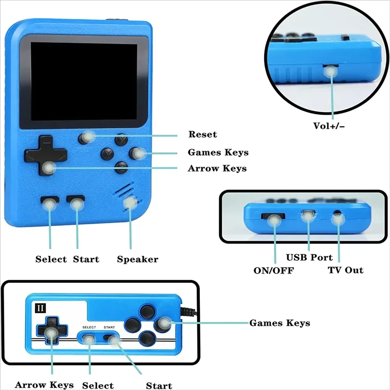 portable Built-in 500+ Classic arcade retro games Console for Gameboy Output Emulator TV 5 inch Video Game Handheld Game Player thumbnail 5