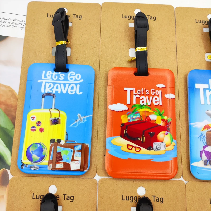 Let's Travel Luggage Label Men Travel Luggage Tag Boys Suitcase ID Address Holder Baggage Boarding Portable Suitcase Ticket thumbnail 3