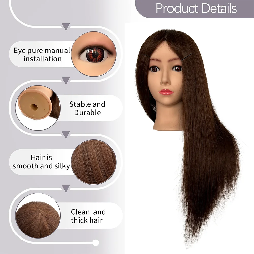 Manikin Head for Braiding Practice with 95% Human Hair | Mannequin Head for Styling, Hairdresser Training & Long Hair Doll Model thumbnail 2