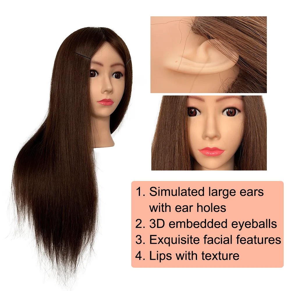 Manikin Head for Braiding Practice with 95% Human Hair | Mannequin Head for Styling, Hairdresser Training & Long Hair Doll Model thumbnail 3