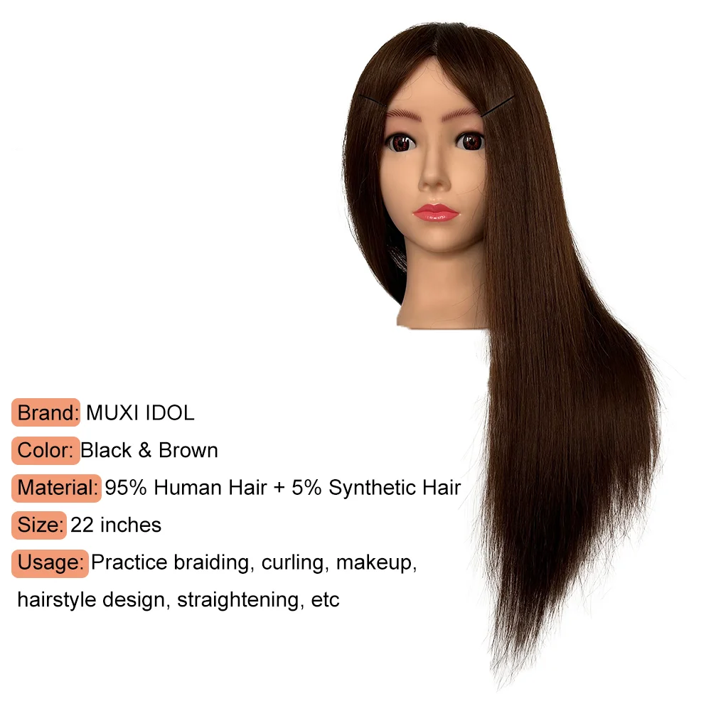 Manikin Head for Braiding Practice with 95% Human Hair | Mannequin Head for Styling, Hairdresser Training & Long Hair Doll Model thumbnail 4