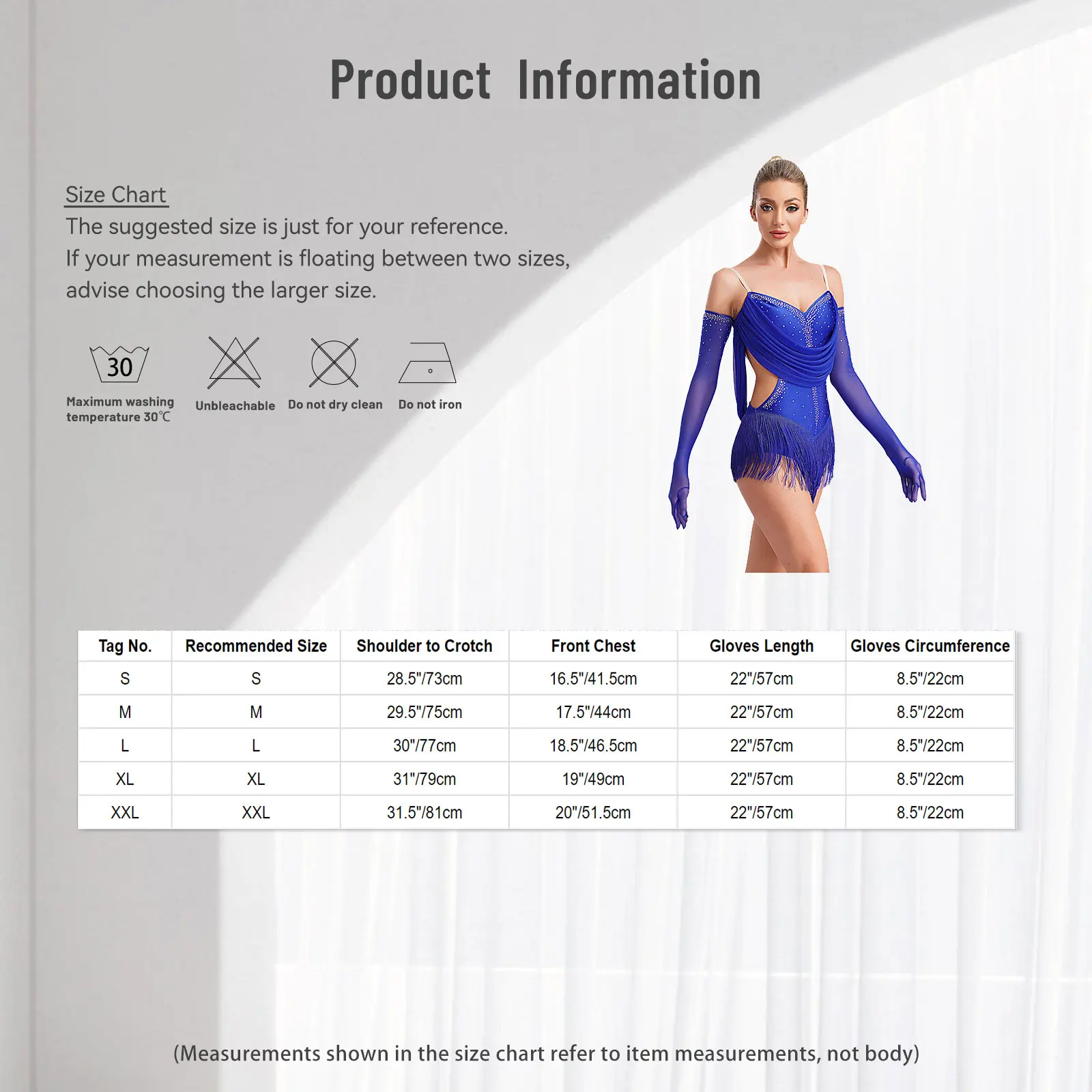 Womens Tassel Latin Dance Leotard Dress Rhinestone Fringed Bodysuit+Gloves Outfits for Tango Cha-Cha Salsa Skating Performance thumbnail 5