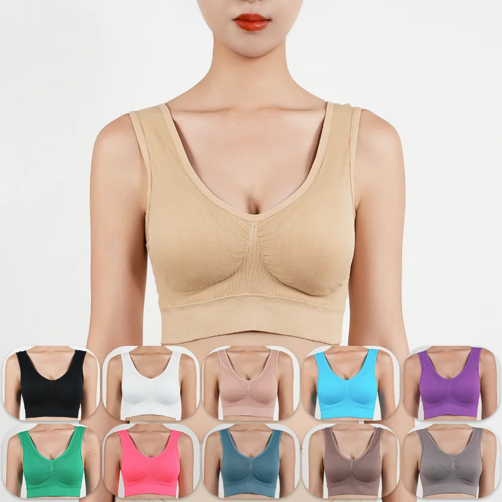 Womens Push Up Bras Running Gym Seamless Breathable Vest Top Removable Padded  Anti-sagging Uppe High Elasticity Sport Brassiere thumbnail 4