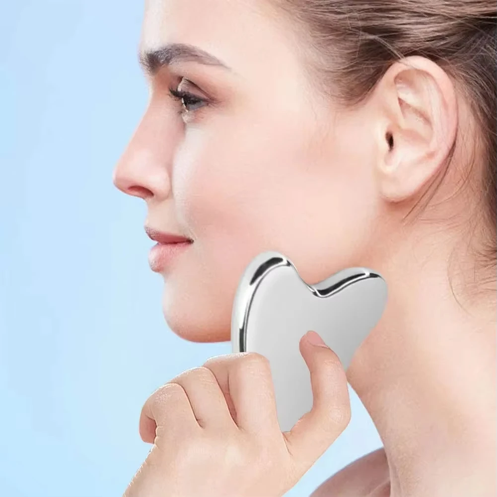 304 Stainless Steel Gua Sha Facial Tools Face Massage Tools Smooth Sturdy Metal Scraper Guasha Tool Face Body Reduce Puffiness thumbnail 4