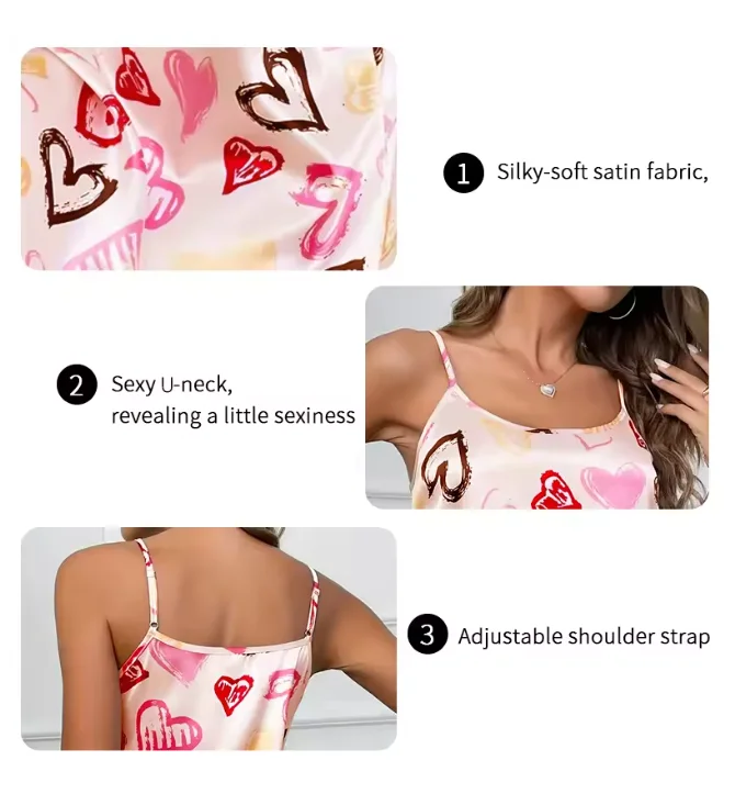 Ladies Sexy Sling Nightgown Nightdress Women's Sexy Lingerie Silk Satin Sleepwear Floral Pinting Nightwear Homewear Mini Dress thumbnail 5