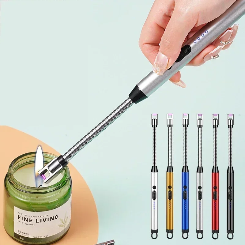 360° Electric Arc BBQ Lighter USB Windproof Flameless Plasma Ignition Long Kitchen Lighters Gas Lighter for Candle Gas Stove thumbnail 2