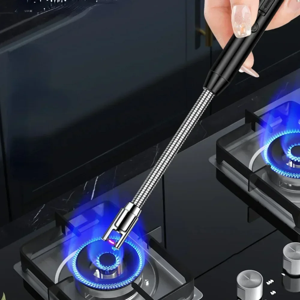 Kitchen USB Electric Arc Lighter Rechargeable Windproof BBQ Flameless Plasma Candle Long Lighters Hose Gas Stove Ignition Gun thumbnail 3