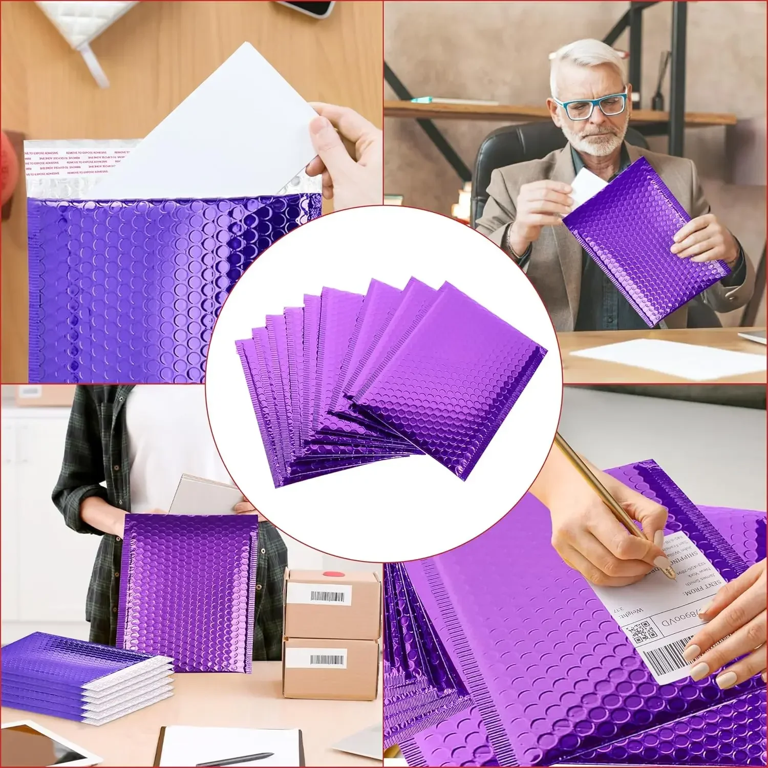 Multicolor Shipping Packaging Holographic Small Business Supplies 50Pcs Bubble Mailer Metal Bags Envelope Mailing Office School thumbnail 5