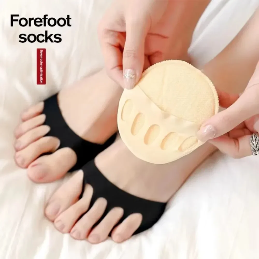 2/4pcs Five Toes Forefoot Pads for Women High Heels Half Insoles Invisible Foot Pain Care Absorbs Shock Socks Toe Pad Inserts thumbnail 2