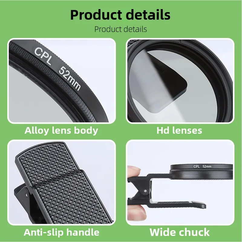 Tattoo Supplies 52mm Cpl Polarize Filter Compatible For Cellphone Lens Photo Remove Reflective  For LED Tattoo Photography Light thumbnail 6