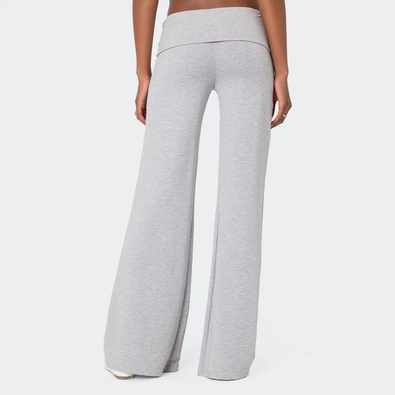 Casual Wide Leg Sweatpants for Women Fold Over Low Rise Flare Yoga Lounge Pants Back to School Clothes for Teen Girls Outfits thumbnail 3