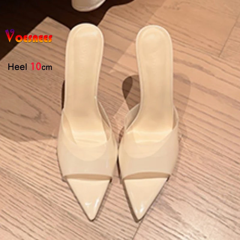 Pointed Toe Slippers For Ladies Fashion Leopard Print 2025 Summer Mules Shoes 10CM Thin High Heels Elegant Women Suede Sandals thumbnail 2