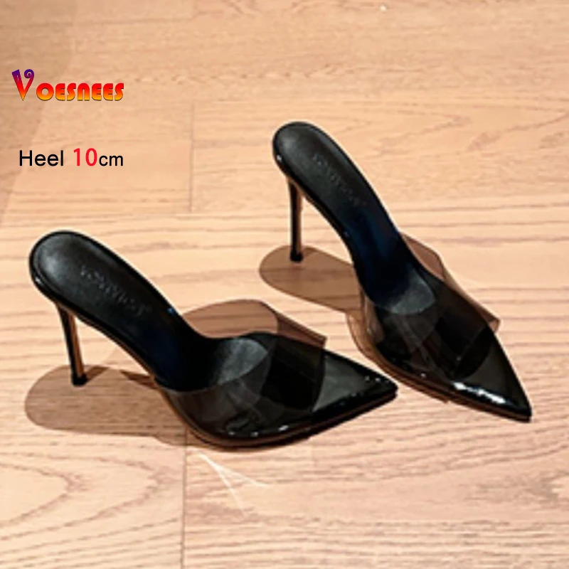 Pointed Toe Slippers For Ladies Fashion Leopard Print 2025 Summer Mules Shoes 10CM Thin High Heels Elegant Women Suede Sandals thumbnail 4