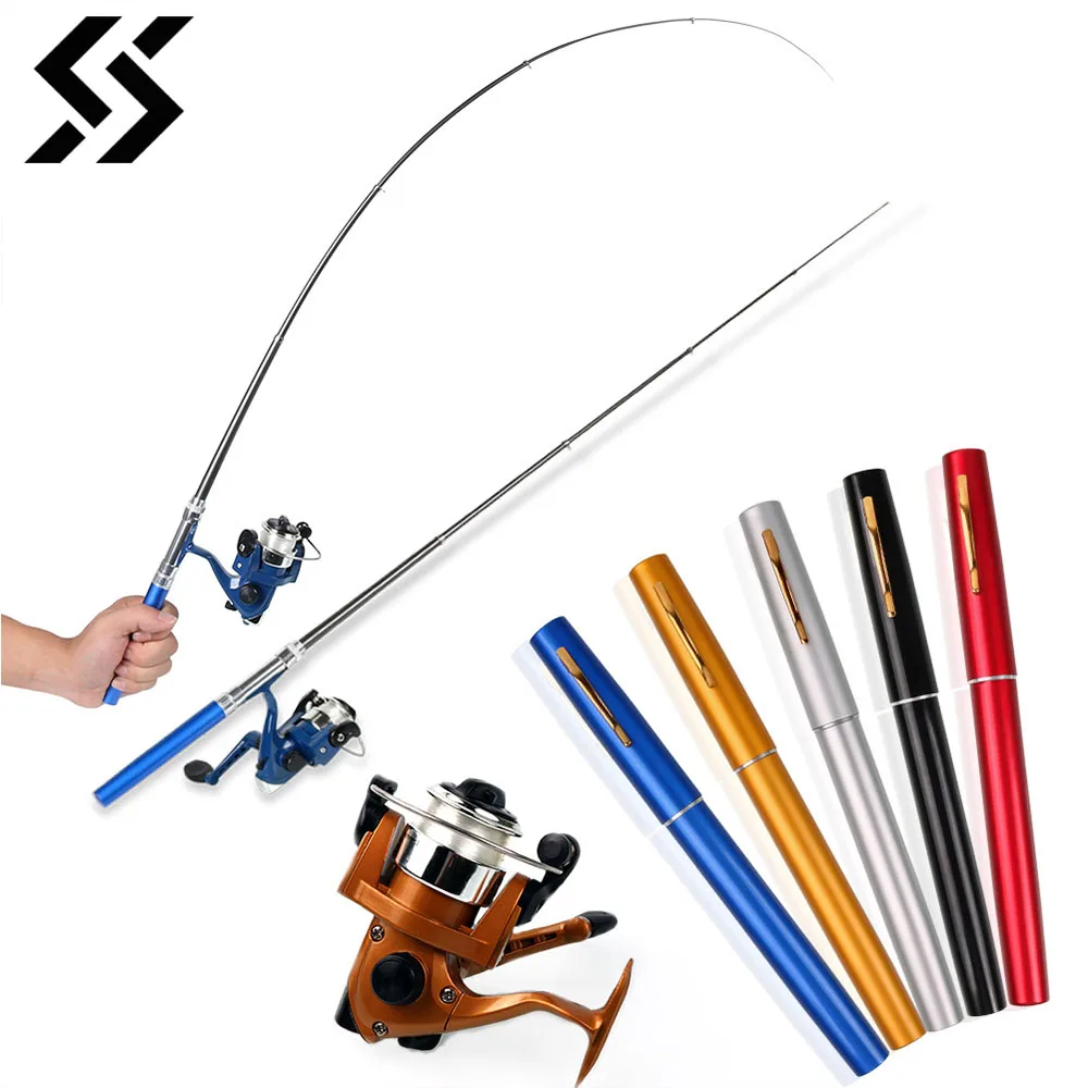 Sougayilang Five Colors Fishing Rod Reel Combo Ultra lightweight 1.0m Mini Telescopic Pocket Pen Fishing Rod Pole + Reel Pesca