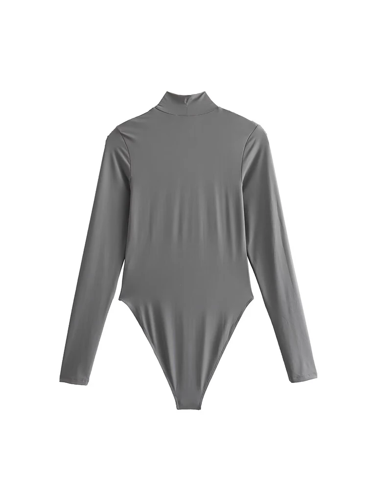 Women's Fashion Turtleneck Long Sleeve Top Jumpsuit Casual Bodysuit with Tights Comfortable Stretchy Women's Clothing thumbnail 6