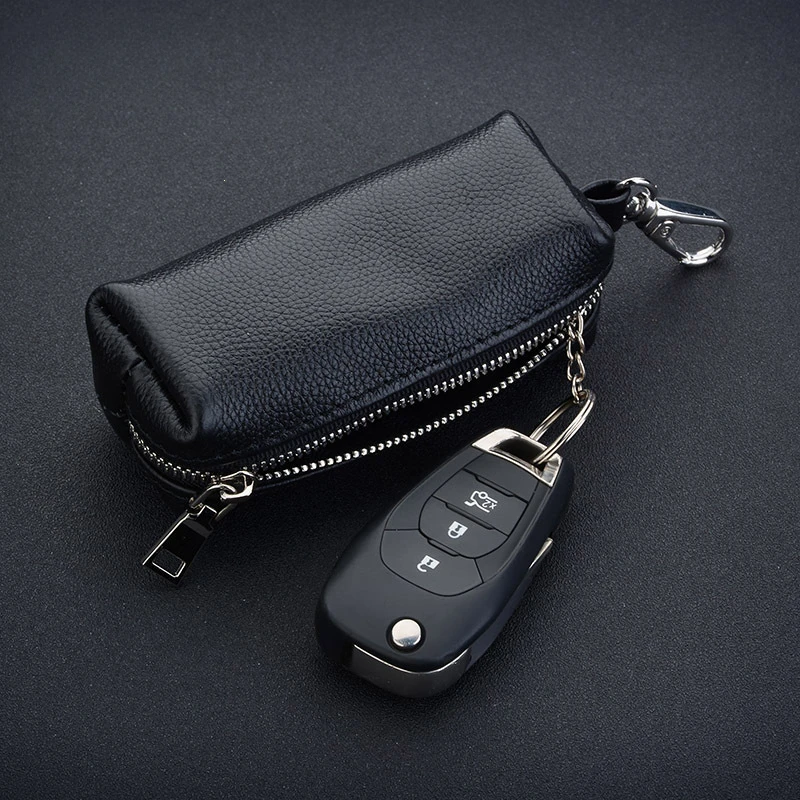 New Genuine Leather Keychain Men Women Key Holder Organizer Pouch Cow Split Car Long Key Bag Housekeeper Key Case Wallet thumbnail 5