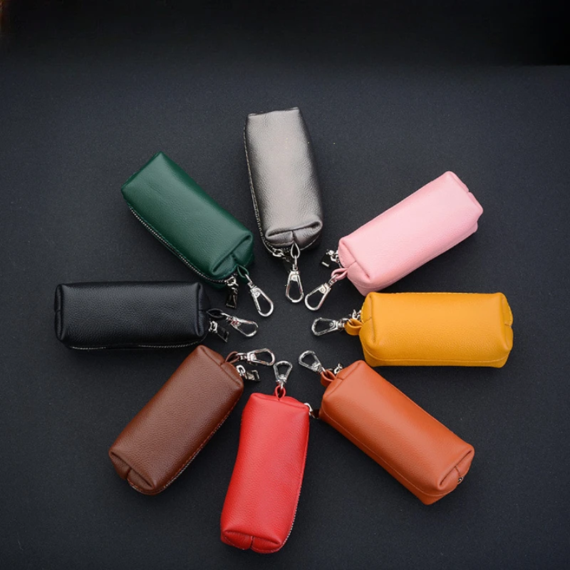 New Genuine Leather Keychain Men Women Key Holder Organizer Pouch Cow Split Car Long Key Bag Housekeeper Key Case Wallet thumbnail 2