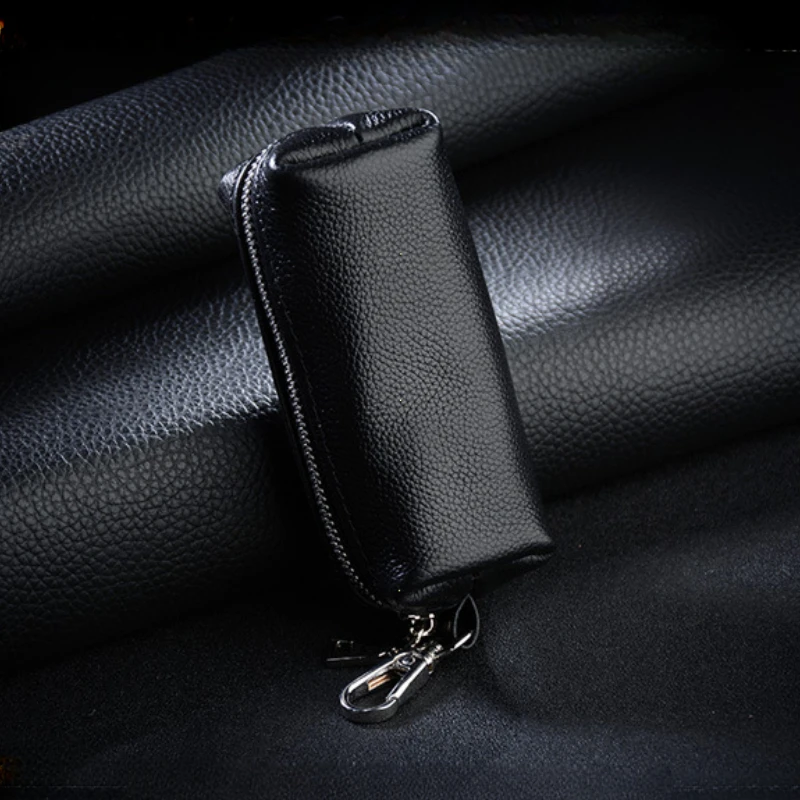 New Genuine Leather Keychain Men Women Key Holder Organizer Pouch Cow Split Car Long Key Bag Housekeeper Key Case Wallet thumbnail 3