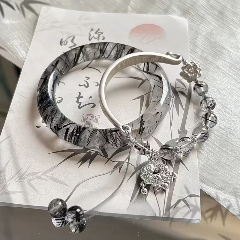 Retro Tassel Bells Bangle for Women Chinese Style Fox Bracelet Crystal Glass Beaded Chain Bracelet Jewelry Gifts Bracelets thumbnail 2