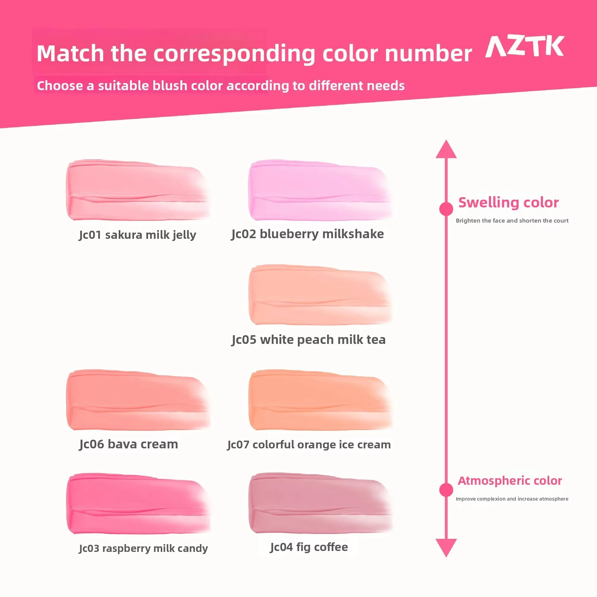 AZTK Blusher Color Face Makeup Rendering Liquid Blush JC04 Moisturizer Longlasting Beauty Expands Contracts Cheek Cosmetics thumbnail 4