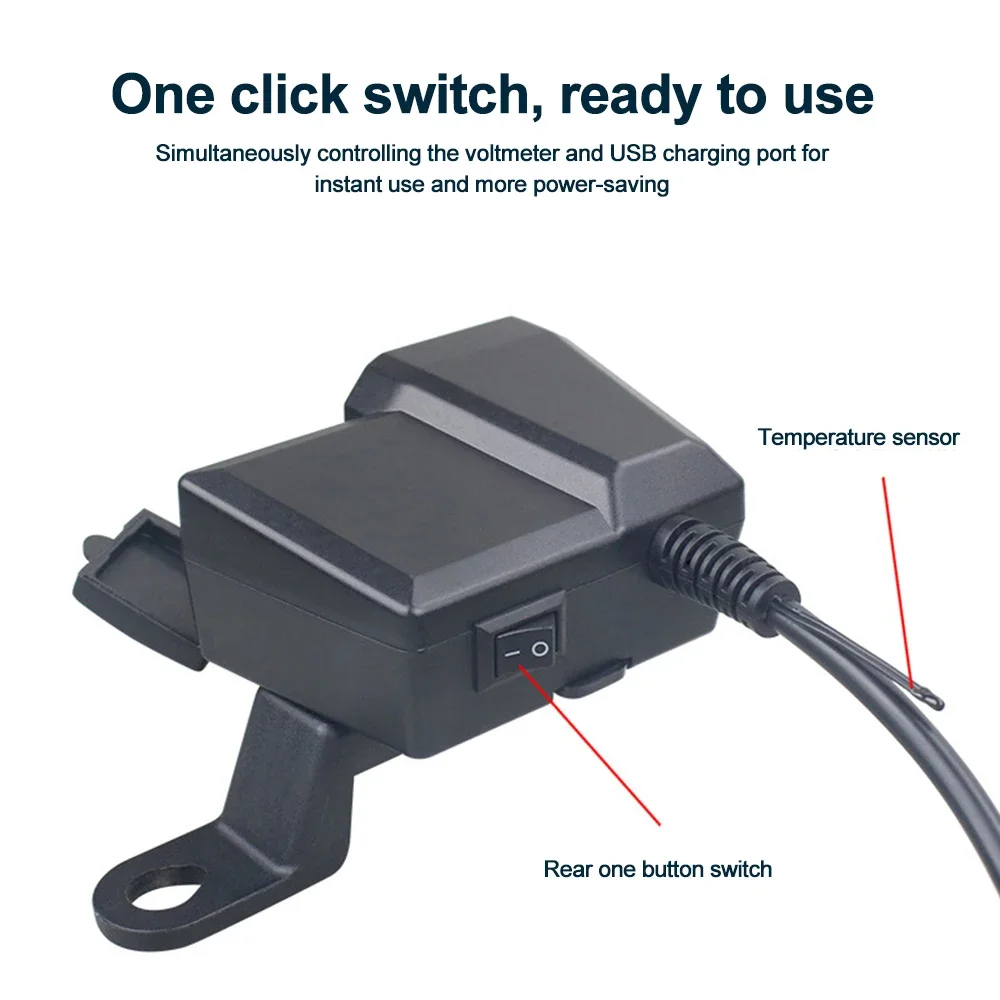 60W Motorcycle Handlebar PD QC3.0 Charger Socket USB Type-C Fast Charger Phone Power Adapter With Voltmeter Thermometer Display thumbnail 5