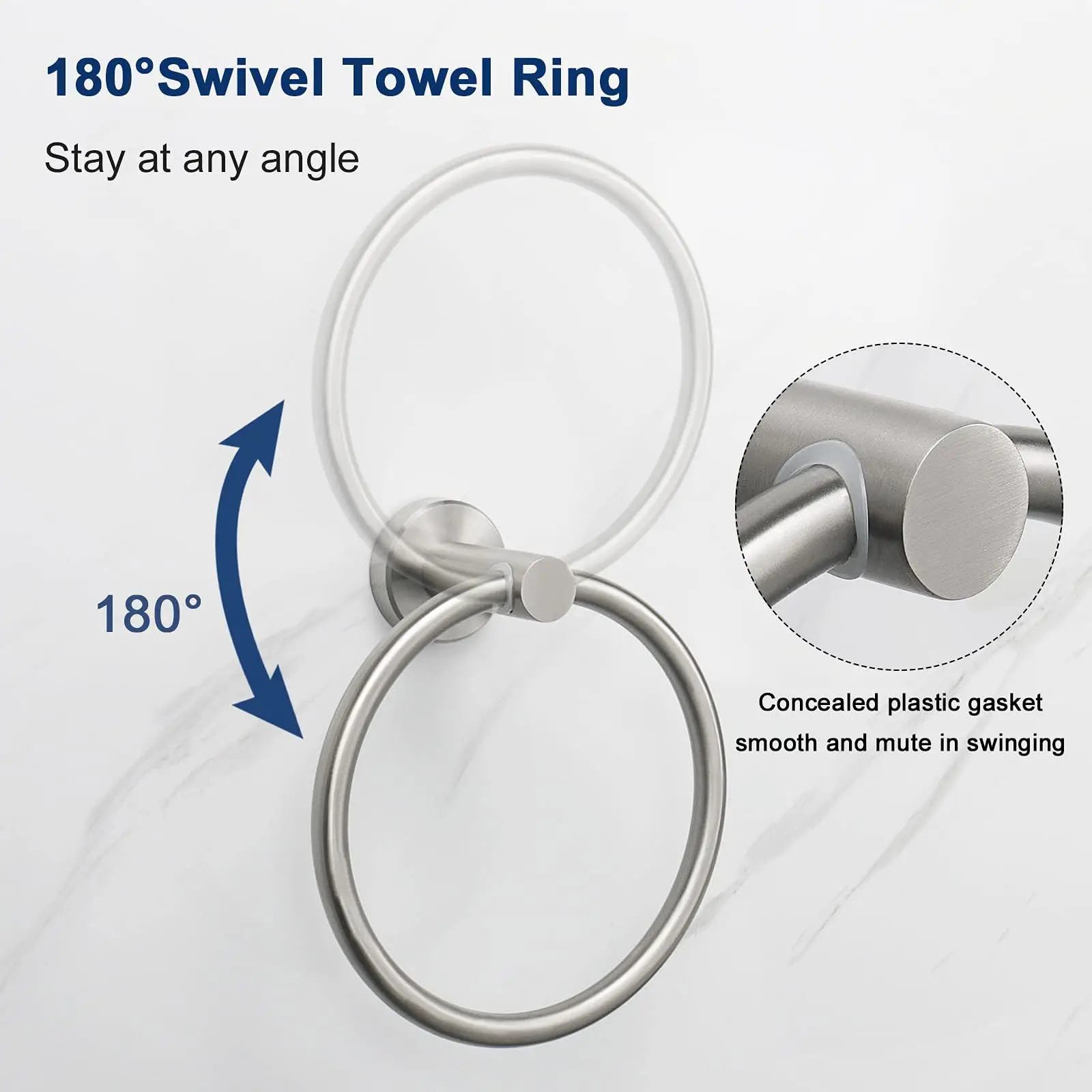 Bathroom Towel Ring Hook Hardware Accessories Storage Holder 304 Stainless Steel Hand Towel Holder Modern Round Towel Hanger thumbnail 6