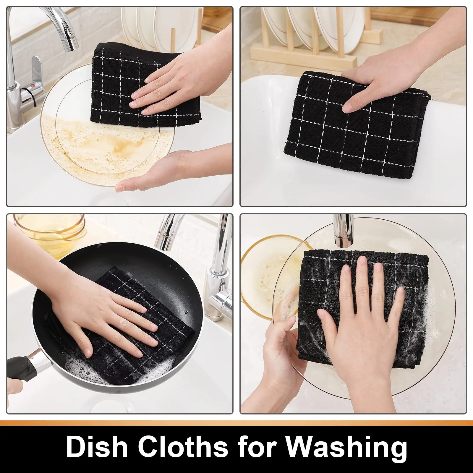Homaxy 2/4Pcs Cotton Dish Towels Dishcloth Ultra Soft And Absorbent Kitchen Towels Household Cleaning Tools Kitchen Wash Cloth thumbnail 4
