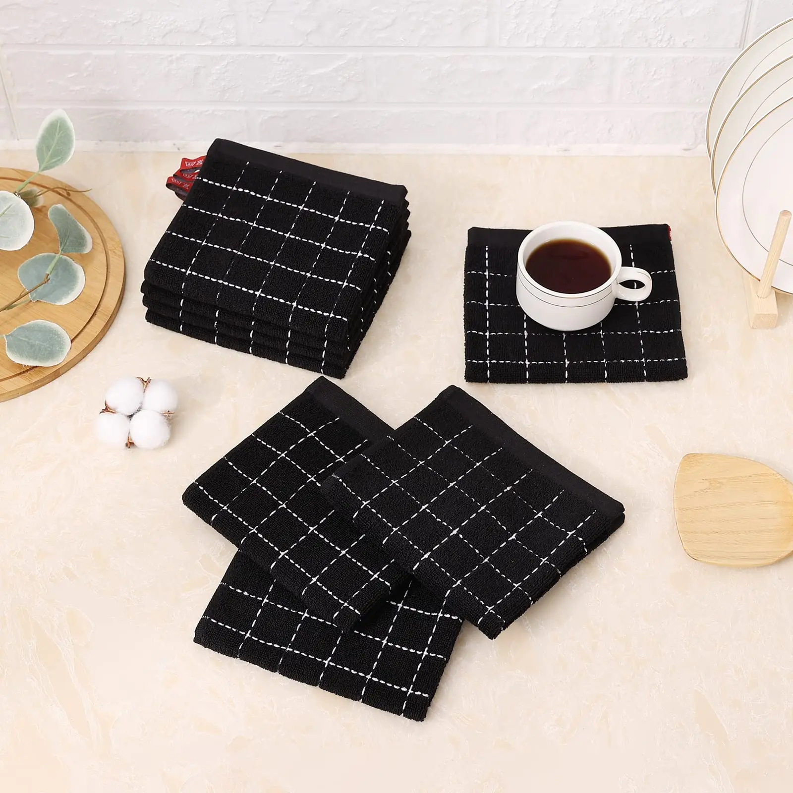 Homaxy 2/4Pcs Cotton Dish Towels Dishcloth Ultra Soft And Absorbent Kitchen Towels Household Cleaning Tools Kitchen Wash Cloth thumbnail 6