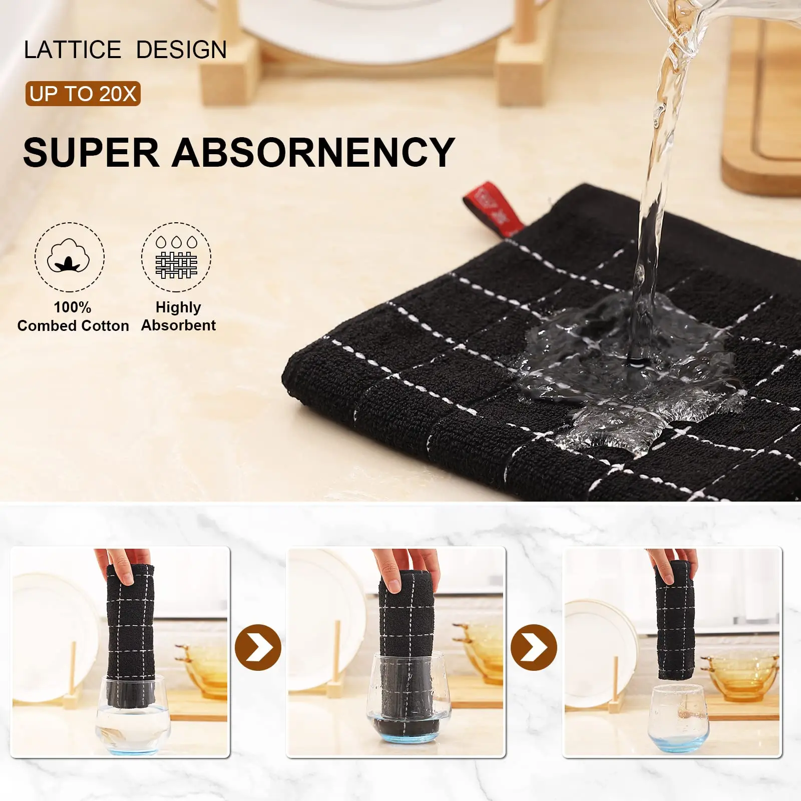 Homaxy 2/4Pcs Cotton Dish Towels Dishcloth Ultra Soft And Absorbent Kitchen Towels Household Cleaning Tools Kitchen Wash Cloth thumbnail 3