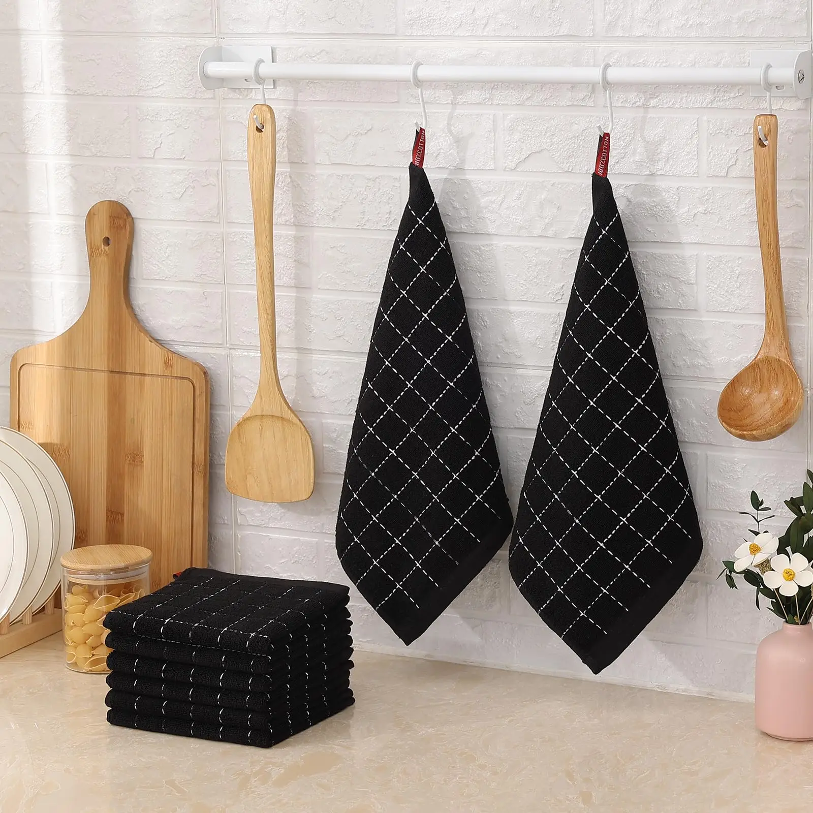 Homaxy 2/4Pcs Cotton Dish Towels Dishcloth Ultra Soft And Absorbent Kitchen Towels Household Cleaning Tools Kitchen Wash Cloth thumbnail 5
