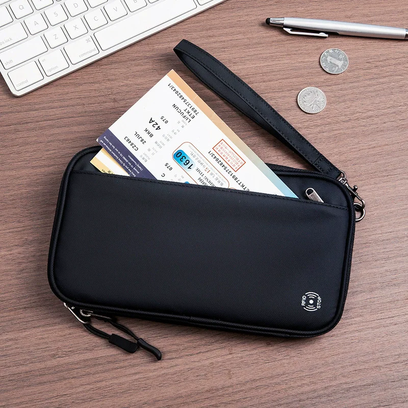Travel Wallet Passport Card Holder Crossbody Shoulder Organizer Bag Tickets Passport Bank Card RFID Protection Cover Hanging Bag
