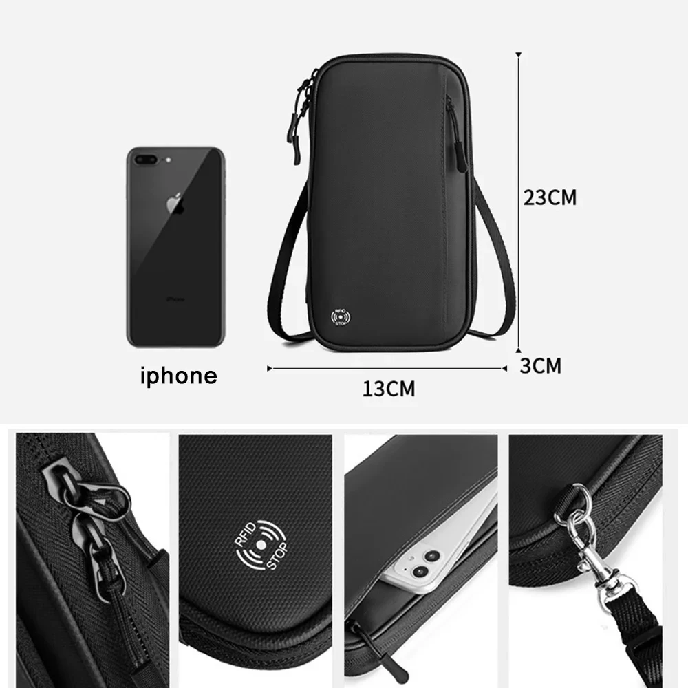 Travel Wallet Passport Card Holder Crossbody Shoulder Organizer Bag Tickets Passport Bank Card RFID Protection Cover Hanging Bag thumbnail 6