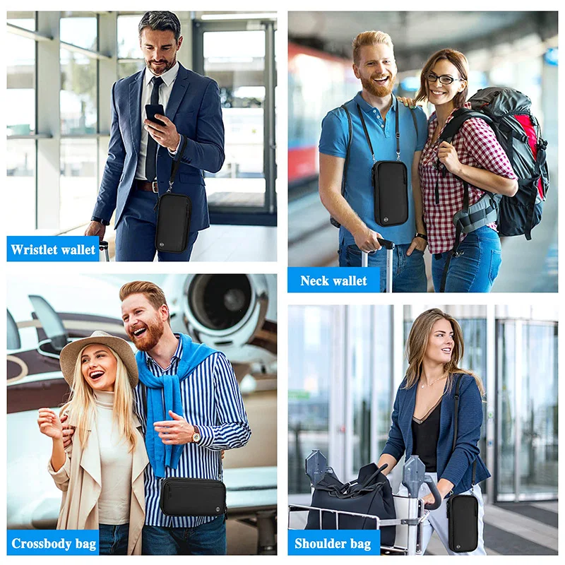 Travel Wallet Passport Card Holder Crossbody Shoulder Organizer Bag Tickets Passport Bank Card RFID Protection Cover Hanging Bag thumbnail 5