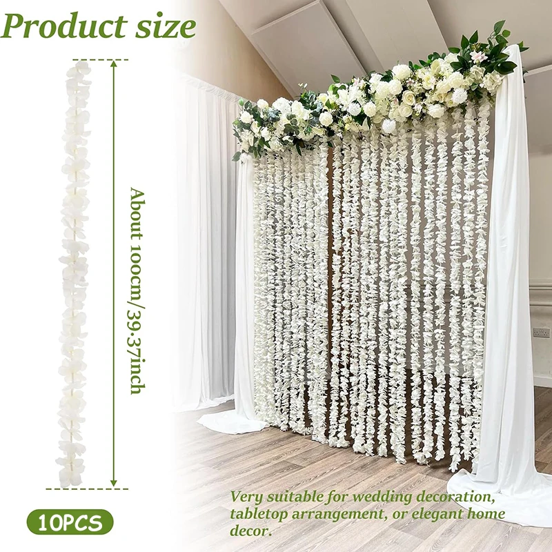 10pcs Silk Wisteria Garland 1M Artificial Orchid Flower Rattan String Vine For Party Wedding Arch Garden Home Hanging Wall Decor thumbnail 6