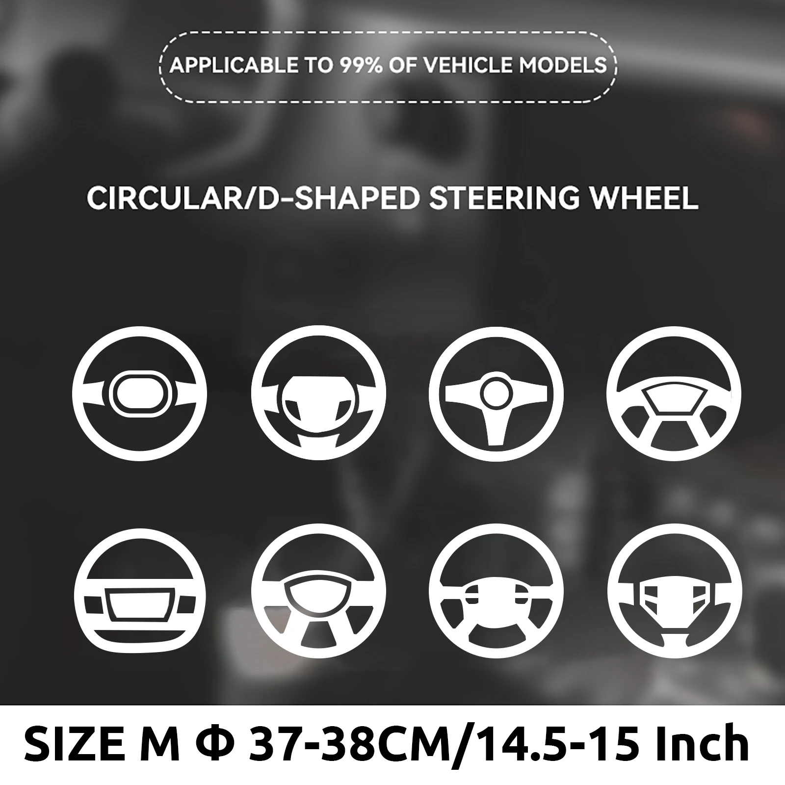 Handmade 37-39cm Car Steering Wheel Cover,Perforated Microfiber Leather, Breathable And Non-Slip Steering Wheel Protector thumbnail 6